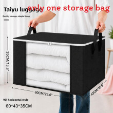 (Black White 60x43x35cm) Foldable Large Capacity Storage Bag With Transparent Window For Use Moving Home