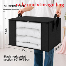 (Black 60x43x55cm) Foldable Large Capacity Storage Bag With Transparent Window For Use Moving Home