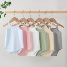(Yellow,80cm)Cotton Baby Crawling Suit With Solid Color Design For Infants 0 To 1 Year Summer
