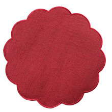 (Red)Nordic Style Jute Heat Resistant Table Mat With Flower Shape Design For Home