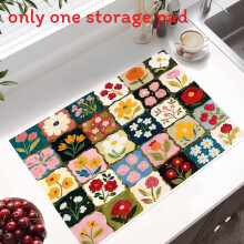 (Style C,30x40cm)Artistic Storage Pad With Floral Design For Kitchen Counter Tea Cup Protection