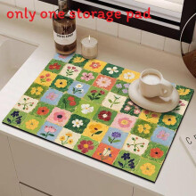(Style A,30x40cm)Artistic Storage Pad With Floral Design For Kitchen Counter Tea Cup Protection