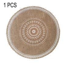 (Style16)Vintage Jute Circular Placemats With Floral Print Eco Conscious Table Decor