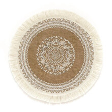 (Style19)Placemats circulares vintage de juta com estampa floral mesa decorativa ecológica consciente