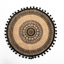 (Style4)Vintage Jute Circular Placemats With Floral Print Eco Conscious Table Decor