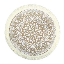 (Style23)Placemats circulares vintage de juta com estampa floral mesa decorativa ecológica consciente