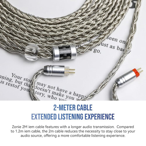 Linsoul Tripowin Zonie 2M IEM Cable 16 Core Silver Plated Earphone Wire 2Pin 2