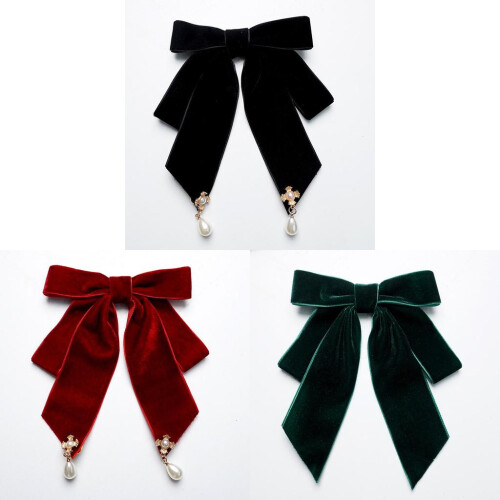 (BlackVelvet)Sofisticado lazo de terciopelo con acento de perlas corbata unisex para eventos de otoño 1