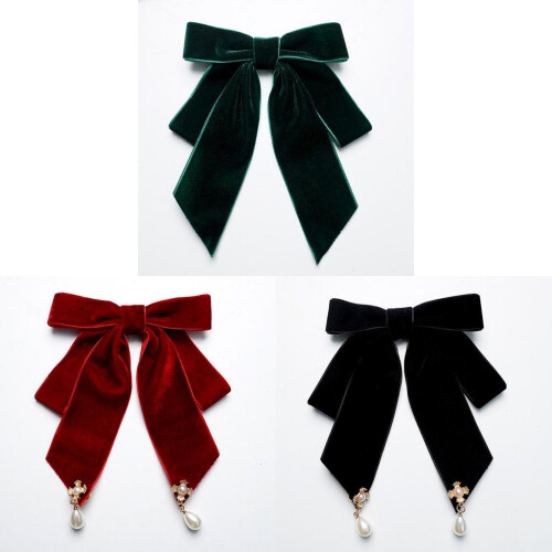 (BlackVelvet)Sofisticado lazo de terciopelo con acento de perlas corbata unisex para eventos de otoño 2