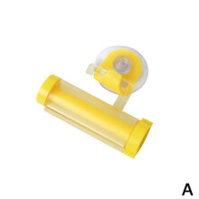 (Yellow) Pp Squeezer Toothpaste With Suction Hang Hook Suitable For Home Travel And Use