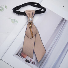 (KhakiTasselBow)Cravate tricotée unisexe avec motif rayé et bande souple pour tenue élégante décontractée