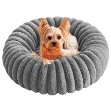 FEANDREA Panier pour chien et chat, lit rond lavable avec bordure surélevée, Gris Pigeon, 60 cm