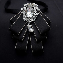 (BlackWhiteCheck)Mens Luxury Suit Accessory With Multilayer Bowtie And Collar Pin For Wedding And Events Business