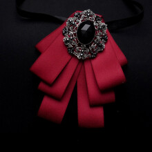 (Wine)Mens Fashionable Wide Width Bow Tie With Heart Shape For Wedding And Looks Party