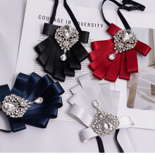 (Khaki)English Style Bow Tie And Lapel Pin Set Made Of Polyester For Grooms And Groomsmen