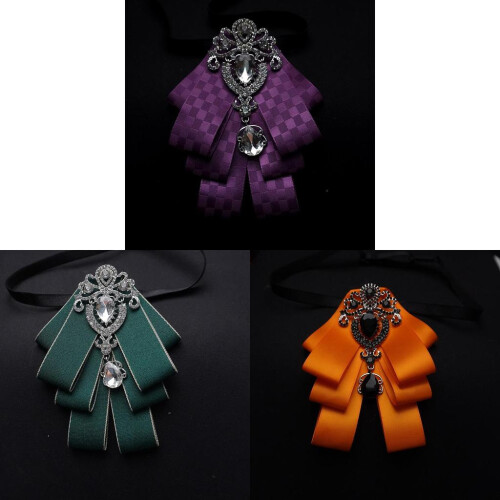 (DeepBrownCheck)Adults Widewidth Mens Bow Tie With Spliced Material And Heartshaped Corsage For Events Formal 1