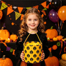 Halloween Decor Basket - Cotton Rope Pumpkin Basket for Candy, Gifts, and Seasonal Fun B