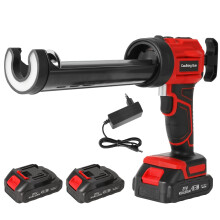 Pistolet à mastic électrique sans fil, Rouge, avec 2 batteries, 4 vitesses, pour fenêtres et portes