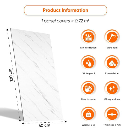 IZODEKOR Marble Look Wall Cladding 120x60cm Ice Berg Grey Bathroom Tile 1