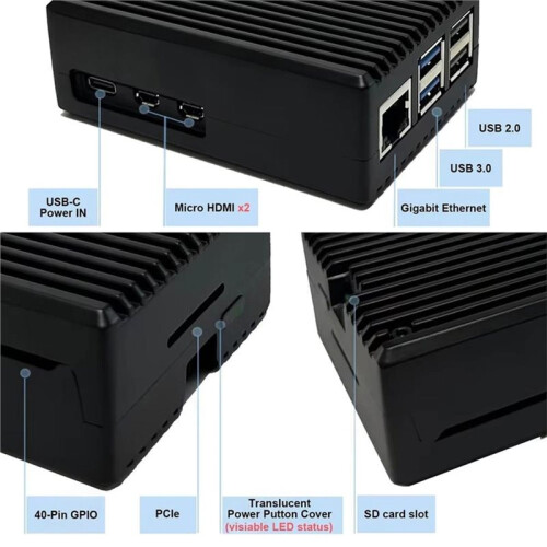 Heatsink Protective Case for Raspberry Pi 5 Aluminum Passive Cooling Metal Shell B 2