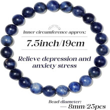 Armband met kralen van natuurlijke edelstenen, 8 mm elastische kristallen armband voor dames en heren, sieraad voor yoga en meditatie.
