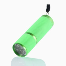 Heldere mini-zaklamp met 9 LED's, draagbare zaklamp, groene aluminium behuizing, compacte handlamp