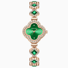Dameshorloge met quartz armband en klavervormige wijzerplaat, elegant analoog polshorloge in diamantstijl voor dames