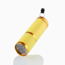 Lysstærk mini-lommelygte med 9 LED'er, bærbar lommelygte, gul, kompakt til udendørs brug
