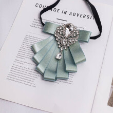 (LightGreen)English Style Bow Tie And Lapel Pin Set Made Of Polyester For Grooms Groomsmen And