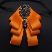 (Orange)Mens Elegant Korean Suit Shirt Bow Tie Wedding Grooms Heartshaped Accessory Lapel