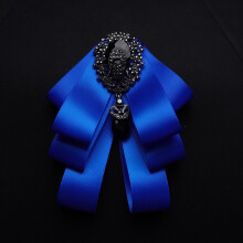 (DarkBlue)Mens Elegant Korean Suit Shirt Bow Tie Wedding Grooms Heartshaped Accessory Lapel