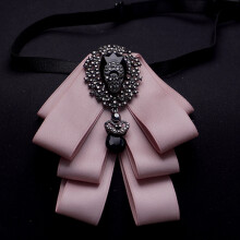 (LightPink)Mens Elegant Korean Suit Shirt Bow Tie Wedding Grooms Heartshaped Accessory Lapel