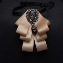 (Champagne)Mens Elegant Korean Suit Shirt Bow Tie Wedding Grooms Heartshaped Accessory Lapel