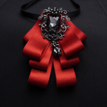 (CourtBlackGlitterRed)Hanbone Mens Fashionable Suit Shirt With Multipattern Butterfly Bow For Special Dress Occasion