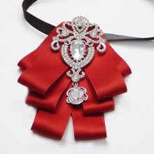 (RedWhiteDiamond)Adults Widewidth Mens Bow Tie With Spliced Material And Heartshaped Corsage For Formal Events