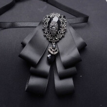 (Black)Mens Elegant Korean Suit Shirt Bow Tie Wedding Grooms Heartshaped Accessory Lapel