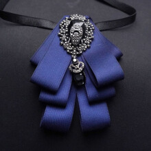 (Blue)Mens Elegant Korean Suit Shirt Bow Tie Wedding Grooms Heartshaped Accessory Lapel