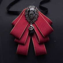 (WineRed)Mens Elegant Korean Suit Shirt Bow Tie Wedding Grooms Heartshaped Accessory Lapel