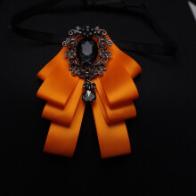 (CourtBlackOrange)Hanbone Mens Fashionable Suit Shirt With Multipattern Butterfly Bow For Special Dress Occasion