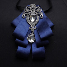 (BlueWhiteDiamond)Adults Widewidth Mens Bow Tie With Spliced Material And Heartshaped Corsage For Formal Events