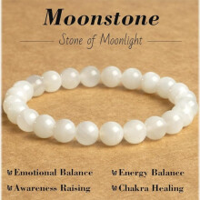 Natural Gemstone Beaded Bracelet, 8mm Stretch Crystal Bracelet for Women and Men, Yoga Meditation Jewelry
