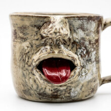 Tazza in ceramica 3D fatta a mano con lingua di fuori, tazza da caffè scolpita e originale, 350 ml, regalo unico per compleanni.