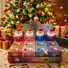 Set de 4 figurine Moș Crăciun 2026 - Ornamente festive de Crăciun - Cutie de jucării senzoriale moi drăguțe, calendar de Advent, cadou
