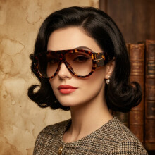 Ochelari de soare vintage cu model ochi de pisică, model carapace de broască țestoasă, pentru femei, ochelari retro supradimensionați,