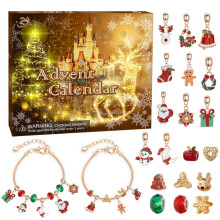 Calendar de Advent cu brățară de aur 2026, set de mărgele DIY cu 24 de zile, jucărie unică pentru copii, cadou creativ de Crăciun pentr