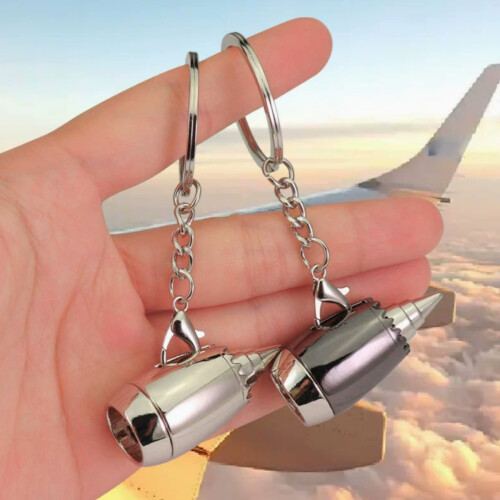Turbine Engine Keyring, 3D Aircraft Engine Model Keychain, Silver Metal Backpack Charm, Pilot Keepsake Gift 2