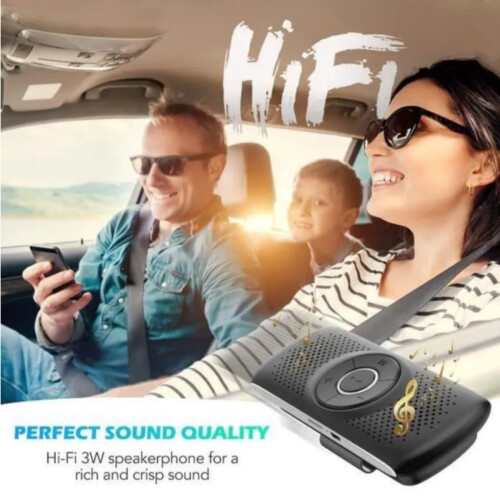 Kit hands-free Bluetooth 5.0, negru, reconectare automată, compatibil cu iOS și Android 2