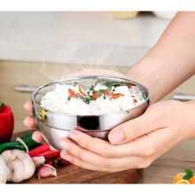 (14)304 Stainless Steel Soup Bowl Steamed Rice Double Insulated Bowl Tableware Of