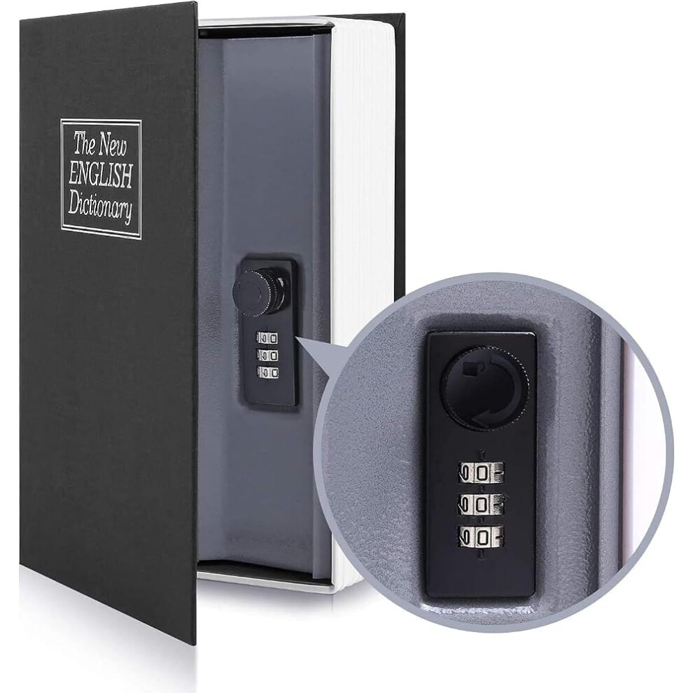 Book Safe with Combination Lock Dictionary Hidden Money Box Black - Image 6