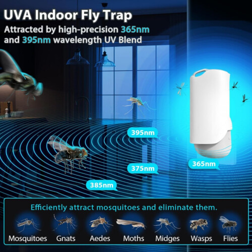 Indoor Plug-In Flying Insect Trap with Adjustable Light, Effective for Gnats and Mosquitoes, Includes 5 Refills 1